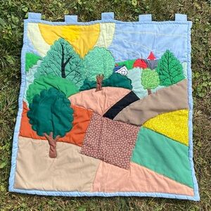 Vintage Handmade Fabric Wall Hanging